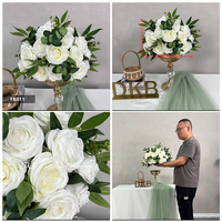 DKB Centro de Mesa de Boda con Bola de Flores de Loto y Rosa de Seda Artificial, Hecho a Mano, Tamaño y Color Personalizables