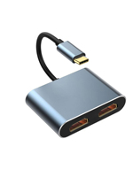 Convertidor de Tipo C a Doble HDMI 4K 60HZ, HDMI 2.0, Estación de Acoplamiento 2 en 1 Tipo C para PC, Laptop, Macbook, Accesorios