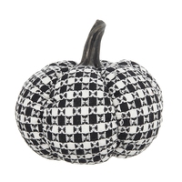Ensemble de 2 décorations de citrouille en tissu à carreaux noir et blanc, 7x7x6,7 pouces, décoration d'Halloween, jouets, cadeaux d'Halloween