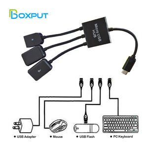 Micro tipo C USB a 2 <span class=keywords><strong>OTG</strong></span> HUB <span class=keywords><strong>Cable</strong></span> divisor USB <span class=keywords><strong>OTG</strong></span> <span class=keywords><strong>Cable</strong></span> convertidor de teléfono Adaptador Micro USB 3 en 1 PVC estándar Micro TV stick - Product Image 3