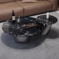 Muebles De Sala Table basse moderne Design de luxe Table centrale en pierre microlite en acier inoxydable pour la maison, hôtel, villa