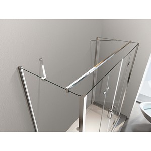 Ba mặt trong suốt chrome chống limescale gấp cuốn sách mở h.190 hộp tắm kích thước cố định 65-67.5 + 88.8 cửa- - Product Image 2