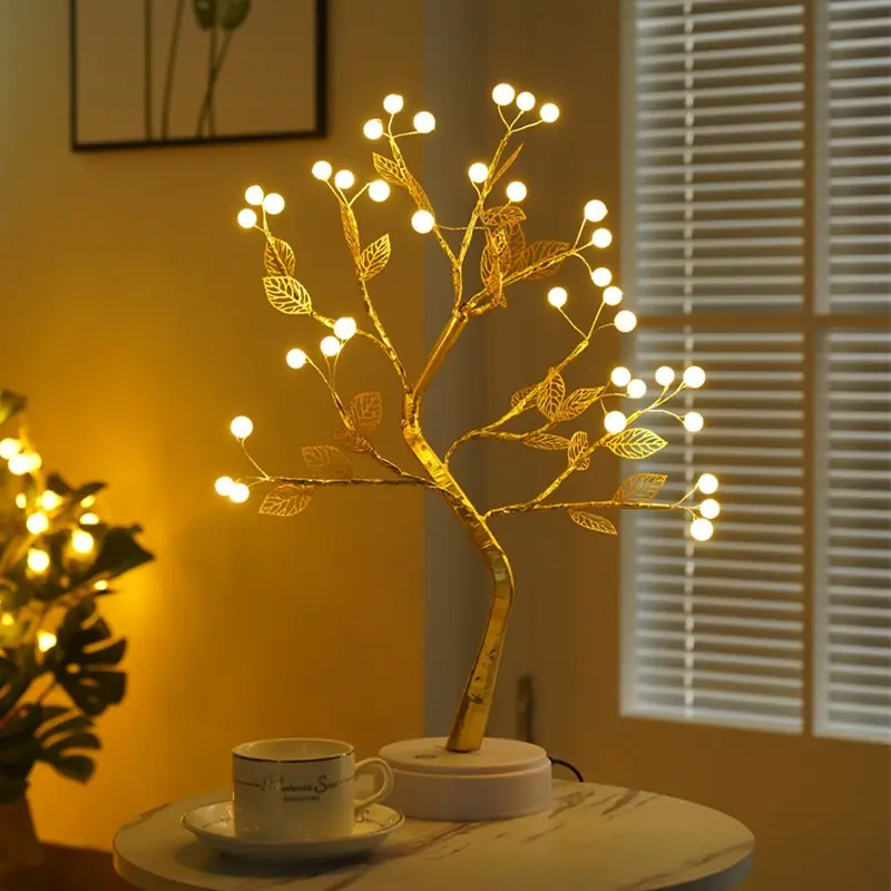 Led Copper Wire Shimmer Tree Light Touch Switch Night Light For Home Bedroom Indoor Wedding Party Decoration