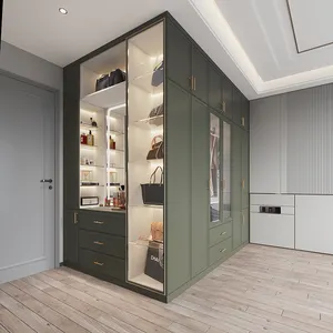 Индивидуальный гардероб небольшой семейный угловой шкаф вмещает современный простой однодверный шкаф из массива дерева на заказ