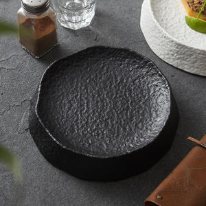 Platos de cena de cerámica gruesa de <span class=keywords><strong>gres</strong></span> mate creativo para restaurante vajilla de cocina artística Irregular plato de <span class=keywords><strong>roca</strong></span> y platos - Product Image 5