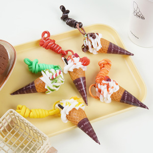 Örgülü İp 3D Reçine Meyve Şekilli Çilek Mango Dondurma Anahtarlık Çubuklu Dondurma Meyveleri Minyatür Simülasyon Küçük Gıda Anahtarlıkları - Product Image 5