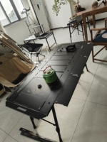 Table pliante rectangulaire tactique minimaliste en aluminium IGT pour l'extérieur, réglable en hauteur, portable, enroulable, pour barbecue et camping