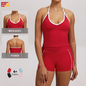 Sujetador Deportivo Allure Body para Mujer, Cuello Halter, Sin Costuras, para Yoga y Fitness, con Relleno, Rojo - Product Image 4