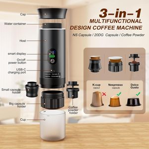 เครื่องชงกาแฟเอสเพรสโซแบบพกพาพร้อมขาตั้งและกระเป๋าหิ้ว ระบบทำความร้อนในตัว พกพาสะดวก ใช้พลังงานจากแบตเตอรี่ เหมาะสำหรับการเดินทาง - Product Image 6
