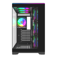Boîtier PC Tour Complète Blanc avec Panneau Latéral en Verre LCD, Refroidissement ATX pour Gaming, Vue Panoramique