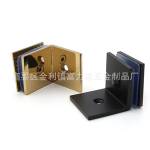 Stainless Steel 90 Degree Glass Clip <b>Square</b> Partition Bracket Screw In Black Finish Bath Hardware - Product Image 3