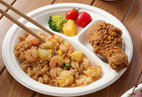 Boîte à lunch moderne en bagasse biodégradable et micro-ondable de 32 oz, conteneur alimentaire de 9 pouces à 3 compartiments, assiette à emporter