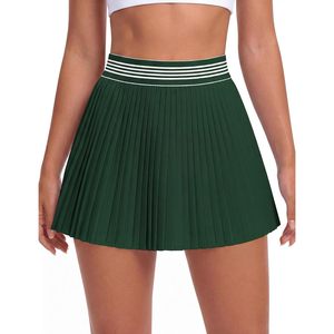 Jupe de tennis plissée taille haute pour femme FOXA avec ceinture élastique rayée, jupe de sport - Product Image 1