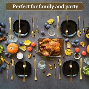 Set di Posate in Acciaio Inox Dorato per 6 Persone, Set Regalo di Utensili da Cucina, Coltello Forchetta Cucchiaio per Casa, Matrimonio, Ristorante - Product Image 3