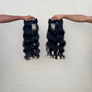Paquet de cheveux humains de temple indien brut original Loose Deep Wave Cuticle Aligned Weave Bundles Bodywave Curly Straight Natural Wave - Product Image 1