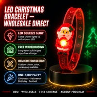 Bracelet lumineux LED de Noël en gros, Père Noël et rennes, clignotant, à pression, pour enfants, idéal pour les fêtes, qui brille dans le noir
