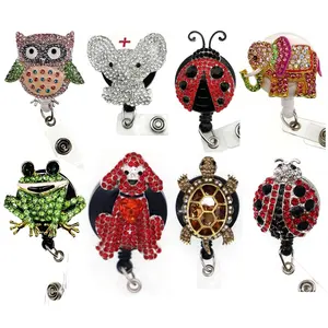 Rhinestone Animal Retractable Badge Reel Office Accessories For Nurse Gift Badge Holder Gifts