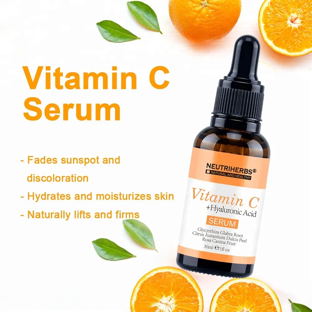 Private Label Oem VC Brightening Glowing Facial Skin Care Niacinamide Whitening Hyaluronic Acid Anti Aging Face Vitamin C Serum