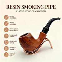 Pipe à tabac en résine de 152 mm en gros |   Bol à graines tourbillonnées avec support en métal or rose, ensemble plié YunAng OEM