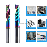 Fraise à un seul denturement en carbure revêtu DLC HRC60 pour routeur CNC, pour l'usinage de l'aluminium, de l'acrylique et du bois – Outil haute performance