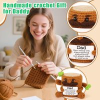 Poupée de Noël en laine marron, crochetée à la main, avec barbe, pour la fête des pères