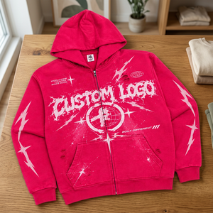 Sudadera con capucha y cremallera para hombre, de algodón, estilo vintage, con estampado de lavado ácido, extragrande, forrada, cortavientos, corta, estilo streetwear - Product Image 3