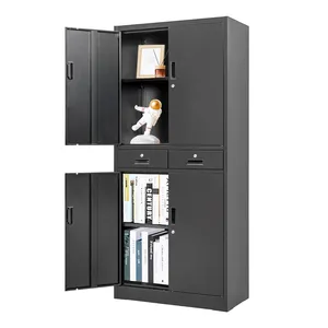 Armoire de rangement en métal Classeur 4 portes avec 2 tiroirs Classeur 4 portes en acier Mobilier de bureau Armoire de bureau