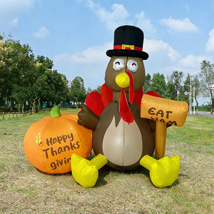 Decoración Inflable <span class=keywords><strong>de</strong></span> <span class=keywords><strong>Pavo</strong></span> <span class=keywords><strong>de</strong></span> 1.5 Metros para Acción <span class=keywords><strong>de</strong></span> Gracias con Sombrero <span class=keywords><strong>de</strong></span> Peregrino y <span class=keywords><strong>Cola</strong></span> Colorida con LED para Fiestas Navideñas en el Jardín - Product Image 1