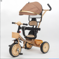 Tricycle 4-en-1 pour enfants avec poignée de poussée et auvent - Tricycle réglable avec panier de rangement et siège confortable