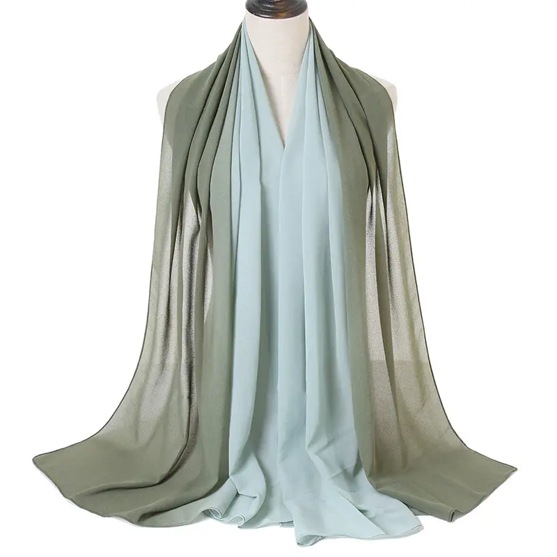 Bsbh lenço de seda cor gradiente íris, chiffon imitação de seda cor 180*70cm hijab camisa instantânea hijabs