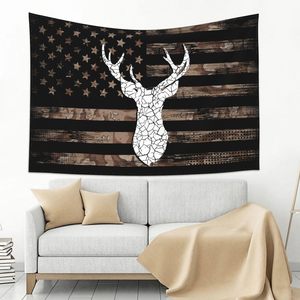 Tapisserie murale en polyester à motif tête de cerf Black Flag, imprimée, lavable en machine, décoration murale, art mural, vente en gros, lavage à la main - Product Image 2