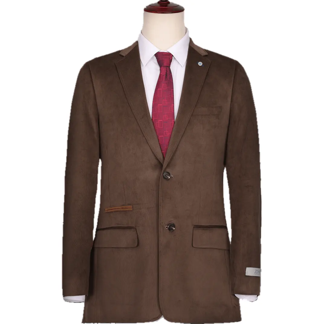 Hot Fashion Slim suit classic elegant suit Coffee Brown two-piece ball wedding formal velvet lapel coat men's suit