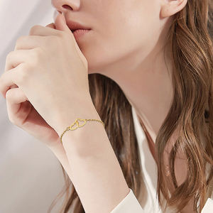 G2238 Vente en gros de chaînes de pieds de plage en acier inoxydable plaqué or 18 ct PVD Bracelet à breloques double cœur Bijoux de mode Bracelets de cheville - Product Image 4