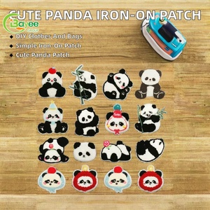 High Precision Cute Panda Embroidered Patch PVC Iron-On Fabric Stickers Bamboo Hugging DIY Patches for Clothes Bags Hats - Product Image 2