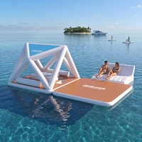 Plateforme flottante gonflable de luxe avec tente, abri solaire, île flottante pour yacht, salon flottant pour lac et mer