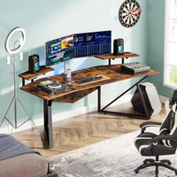 Grand bureau d'ordinateur en bois moderne en forme d'aile pour le jeu, avec un design unique pour l'étude et le travail