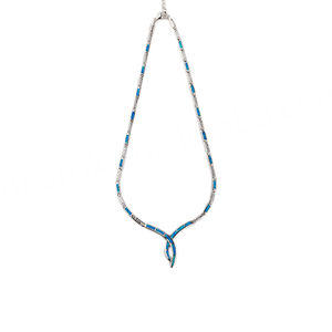 Collar Redondo con Diseño Único Griego de Plata de Ley 925 con Ópalo Azul para Niñas - Product Image 4