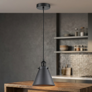Suspension industrielle moderne style ferme avec abat-jour en fer, luminaire LED à intensité variable pour restaurant, bar, salle à manger - Product Image 4