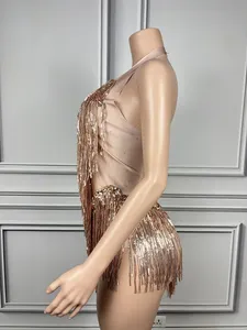 Tenue de scène sexy pour femmes - Strass, paillettes, franges, <span class=keywords><strong>justaucorps</strong></span>, boîtes de nuit, chanteurs, danseurs, séances photo d'anniversaire, TWCS - Product Image 4