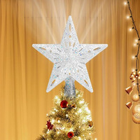 Toppers d'arbre de Noël avec 6 modes de projection Led projecteur de flocon de neige rotatif lumières 3d creux argent étoile neige arbre haut