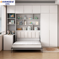 Lit Murphy en bois écologique sur mesure, gain de place, ignifuge et étanche, design moderne, meubles de chambre à coucher