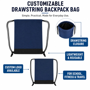 Sac à cordon en toile promotionnel pour enfants, sac à dos en toile de coton avec logo personnalisé imprimé - Product Image 4