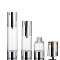 Botol Pompa Airless Silinder Plastik Perak 15ml 30ml 50ml untuk Serum Perawatan Kulit Krim Kosmetik Dispenser Ukuran Perjalanan