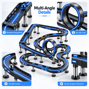 Nouvel Arrivage : Circuit de Course de Voitures en Marbre Circulaire avec Système Intelligent de Jeu Lumineux à LED, Thème Logo Couleur Personnalisé - Product Image 5