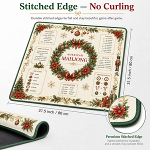 Luxury Forest Green Holiday Wreath Mahjong Table Mat Noise Reduction Neoprene Game Play Mat with Travel Bag for Christmas Gifts - Product Image 4