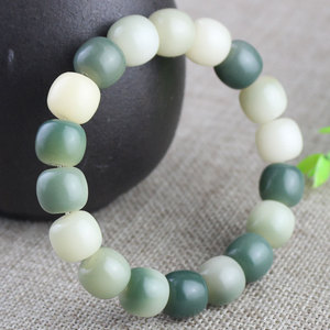 Gradient Green Barrel <b>Bead</b> <b>Bracelet</b> 10x11mm Unisex Jewelry Gift Fashion Beaded <b>Bracelet</b> - Product Image 1