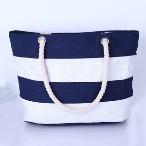 Bolsa de <span class=keywords><strong>Playa</strong></span> de Lona Personalizada 2023, Económica, con Rayas, Ecológica, Estampada para Mujer - Product Image 2