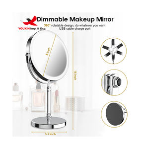 Non-Slip 360 Degree Rotation <b>Lighted</b> Bathroom <b>LED</b> Cosmetic <b>Mirror</b> <b>Vanity</b> Magnifying Swivel Tabletop <b>LED</b> Makeup <b>Mirror</b> - Product Image 5