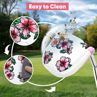 Couvre-chef de putter de golf avec broderie de fleurs de conception OEM Couvre-chef magnétique de club de golf Couvre-chef de putter de maillet de golf en cuir Pu