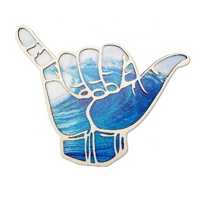 Decoración de habitación de guardería, decoración de pared de <span class=keywords><strong>Surf</strong></span>, cartel suelto para colgar, Hawaii <span class=keywords><strong>Aloha</strong></span> Surfer, forma de mano, dedo, Shaka, cartel de pared de madera - Product Image 1